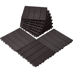 VEVOR Interlocking Deck Tiles 10 Pack 12"x12" Αδιάβροχο για Βεράντα Σκούρο Καφέ