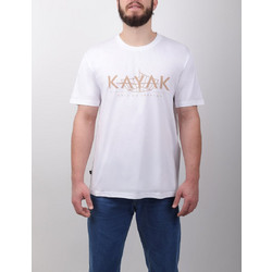 KAYAK T-SHIRT ΚΟΝΤΟΜΑΝΙΚΟ ΛΕΥΚΟ ΜΕ ΛΑΙΜΟΚΟΨΗ ΚΑΙ ΣΤΑΜΠΑ LOGO ΕΜΠΡΟΣ ΚΑΝΟΝΙΚΗ ΓΡΑΜΜΗ