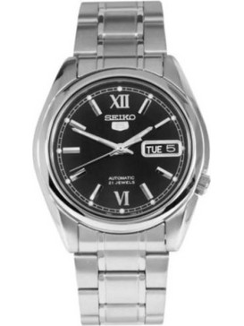 Seiko 5 Ανδρικό Ρολόι Αυτόματο με Ασημί Μεταλλικό Μπρασελέ SNKL55K1