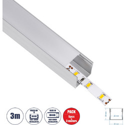 SURFACE-PROFILE 70867-3M Προφίλ Αλουμινίου - Βάση & Ψύκτρα Ταινίας LED με Λευκό Γαλακτερό Κάλυμμα - Επιφανειακή Χρήση - Πατητό Κάλυμμα - Ασημί - 3 Μέτρα - Πακέτο 5 Τεμαχίων - Μ300 x Π2.3 x Υ2cm