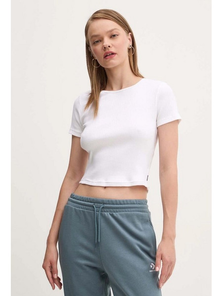 Converse Ribbed Slim T-Shirt Γυναικείο (10027490-A02) Λευκό