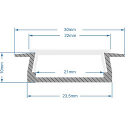 GLOBOSTAR(R) ALP-LINEAR RECCA 70811-1M Χωνευτό Προφίλ Αλουμινίου με Λευκό Γαλακτερό Πατητό Κάλυμμα για Ταινίες LED IP20 - Ασημί + Λευκό - Μ100 x Π3 x Υ1.1cm 70811-1M