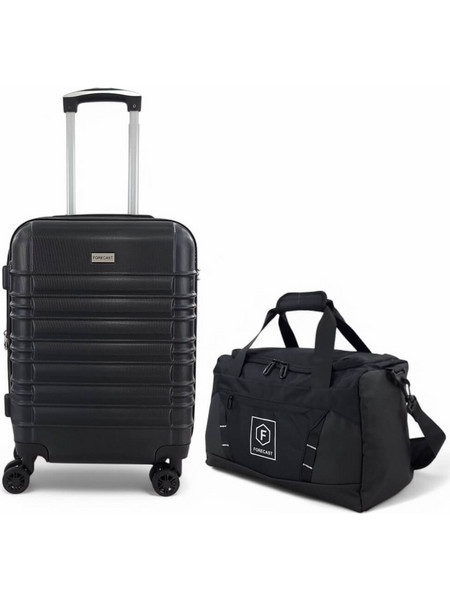 *Super Combo* Σκληρή Βαλίτσα Καμπίνας 55x40x20 με Επέκταση & Τσάντα Καθίσματος 40x30x20 Forecast DQ2207C-SET2. - Μαύρο
