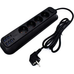 Moxom Πολύπριζο Ασφαλείας με 4 Σούκο & 8 USB Θύρες 3.4Α 17W MX-ST05 - Μαύρο