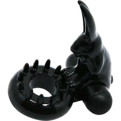 Baile Sweet Ring Rabbit Vibrator Ελαστικό Δαχτυλίδι Πέους Σιλικόνης με Δόνηση Μαύρο