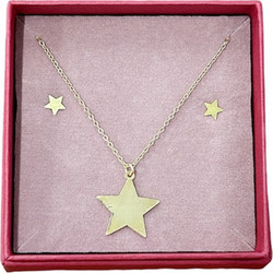 Farma Bijoux Earrings Golden Stars 7mm & Necklace Golden Star 20mm