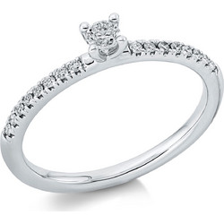 Diamond Group Μονόπετρο Δαχτυλίδι με Διαμάντια Brilliant από Λευκό Χρυσό 18 Καρατίων DDX726