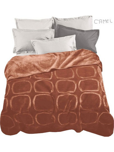 Marwa Κουβέρτα Βελουτέ Υπέρδιπλη 220x240 εκ. Camel Χρώμα