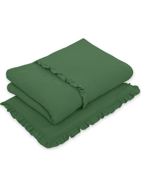 Bedding set MUSLIN 2-pcs with frill 135x100 cm - green of the forest