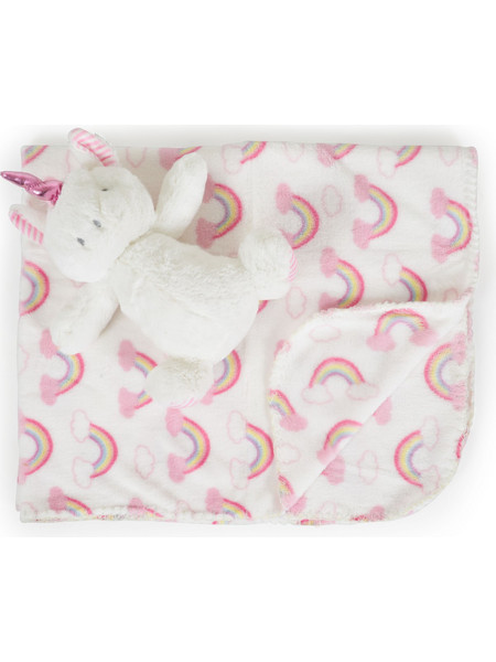 Cangaroo Unicorn Rainbow Κουβέρτα Αγκαλιάς Fleece με Λούτρινο 75x90 Ροζ