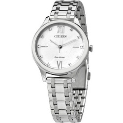 Citizen Eco-Drive Elegant Collection Γυναικείο Ρολόι Solar με Ασημί Μεταλλικό Μπρασελέ EM0500-73A