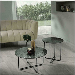 Capodarte Jon Τραπεζάκι Σαλονιού Στρογγυλό Smoke-Black Φ45xΥ45cm 37523701