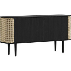 Μπουφές Treasures Venetian Cane 5107C5106-3 150x43x75cm Black Oak-Beige Umage Polyester,Ξύλο,Ατσάλ