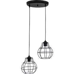 Heronia Lighting FUN-50 Κρεμαστό Φωτιστικό Οροφής Πλέγμα Δίφωτο E27 Μαύρο Φ40cm 34-0287