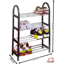 Παπουτσοθήκη με 4 Ράφια Μαύρο-Ασημί 52x20x62cm ForHome 80566944 - For Home