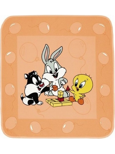 Baby Oliver Des 51 Looney Tunes Κουβέρτα Αγκαλιάς Βαμβακερή 90x90cm Πορτοκαλί