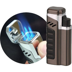Αναπτήρας με 4 φλόγιστρα SKY 4 Metal flame jet lighter X4 - 99239272 Grey (και με κόφτη για πούρα)