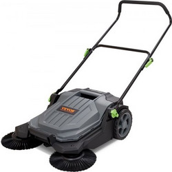 VEVOR Walk-behind Hand Push Floor Sweeper, 65 cm Sweeping Width Floor Sweeper Μη ηλεκτρικό, δοχείο απορριμμάτων 18,9 λίτρων, ρυθμιζόμενη γωνία & ύψος αναδιπλούμενη λαβή για διάδρομο, αυλή, γκαράζ, βερ