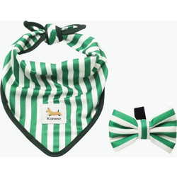 Σετ Μπαντάνα Παπιγιόν Σκύλου Kanine Bandana And Bow Set Green