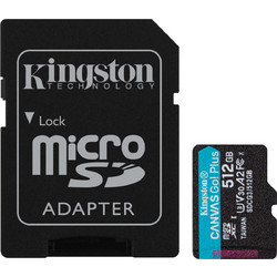 Kingston Canvas Go Plus microSDXC 512GB Class 10 U3 V30 UHS-I A2 + Adapter