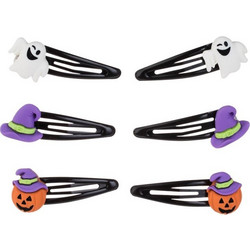 Halloween Κλιπ Μαλλιών Μαύρα με Φάντασμα Καπέλο Μάγισσας Κολοκύθα 5cm - 6 τμχ