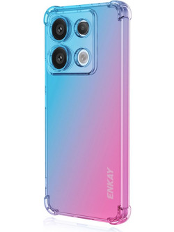 Θήκη Xiaomi Redmi Note 14S ENKAY Silicone Sockproof Anti-Slip Color Transparent Πλάτη TPU μπλε / ροζ