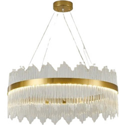 Φωτιστικό Κρεμαστό Με Κρύσταλλα Φ50 Led 55W 4900lm 3000K Στρογγυλό Χρυσό