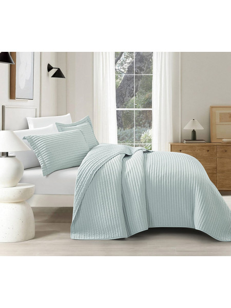 Mabelle (Aqua) Μαξιλαροθήκες 100% cationic/melange & καπιτονέ κέντημα Μαξ/θήκες 50x70/2τεμ Liolios Home