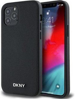 DKNY PU Leather Metal Logo Θήκη Δερματίνης με Magsafe για iPhone 12 / 12 Pro Μαύρο