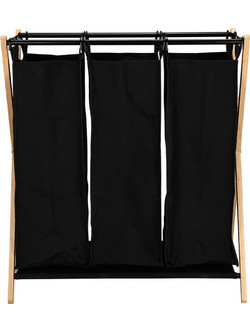 Estia ESTIA ΚΑΛΑΘΙ ΑΠΛΥΤΩΝ BAMBOO ESSENTIALS 102lt 3 ΘΕΣΕΩΝ 68x40x76cm ΜΑΥΡΟ