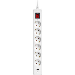 Turbo-X Πολύπριζο Ασφαλείας 6 Θέσεων USB