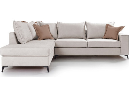 Pakoworld Romantic Γωνιακός Καναπές Δεξιά Γωνία Μπεζ 290x235x95cm 168-000030