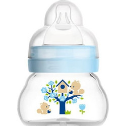 Mam Feel Good Γυάλινο Μπιμπερό με Θηλή Σιλικόνης 0m+ Blue 90ml