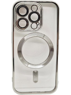 Magsafe Back Cover Σιλικόνης Διάφανο/Ασημί (iPhone 14 Pro Max)
