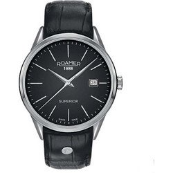 Roamer Superior Ανδρικό Ρολόι με Μαύρο Δερμάτινο Λουράκι R508833415505