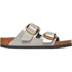 Birkenstock Arizona Big Buckle Δερμάτινα Γυναικεία Σανδάλια Ανατομικά Ασημί 1029391