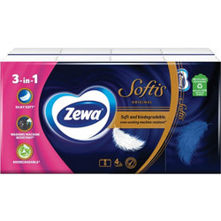 Χαρτομάντηλα Τσέπης Zewa Softis Original Τετράφυλλα, 8 Πακέτα
