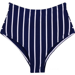 Bikini γυναικείο ψηλόμεσο με ρίγες μπλε Μπλε