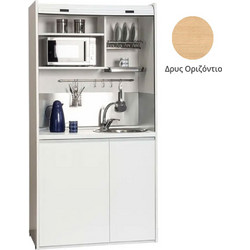 Πολυκουζίνα mini kitchen 105cm OFFICE απόχρωση δρυς με ψυγείο χωρίς φούρνο για ξενώνες, γραφεία & φοιτητικά studio - OFFICE105-ΔΡΥΣ-ΟΡΙΖΟΝΤΙΟ