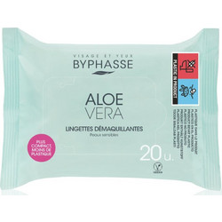 Byphasse Aloe Vera Μαντηλάκια Ντεμακιγιάζ για Ευαίσθητη Επιδερμίδα 20τμχ