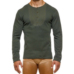 Organic Henley Longsleeves Khaki