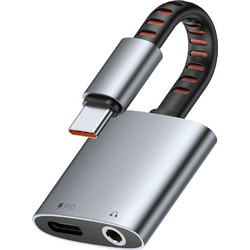 Mcdodo - Audio Adapter - USB-C to USB-C & DC 3.5mm, PD60W, Premium Sound Quality, Aluminum Alloy/Nylon, 0.1m - Gray - (CA-3120)
