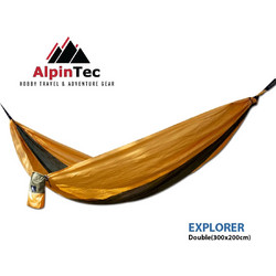 AlpinTec Explorer 300x200 - Διπλή Αιώρα Parachute Ripstop με Ιμάντες & Καραμπίνερ (200 kg) Χρώμα: Green/Yellow