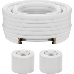 VEVOR 15.2m Σετ Γραμμής Mini Split, 6.4 & 12.7mm Χαλκοσωλήνας AC, Λευκή Μονωμένη Σπείρα 3/8 με Παξιμάδια Κορδονιού, Ταινίες Στερέωσης, για Σύστημα Mini Split Κλιματιστικού ή Αντλίας Θερμότητας KDLJTG0