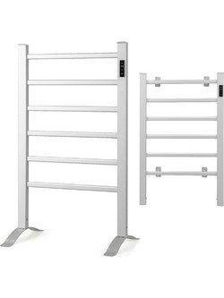 Costway Ηλεκτρική Θερμάστρα Πετσετών 54 x 35 x 91 εκ με Χρονοδιακόπτη 8 Ωρών & Προστασία Υπερθέρμανσης & LED Οθόνη Αλουμινίου ES10253DE-SL