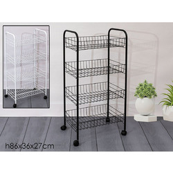 Τρόλεϊ Μαύρο/Λευκό Μέταλλο 36x27x86cm Σε 2 Χρώματα