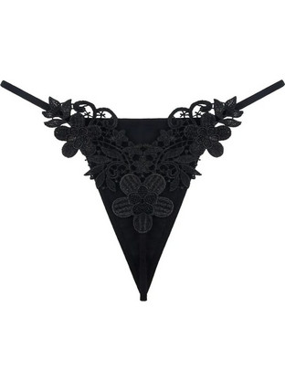 Sexy Floral Lace Thong Black os