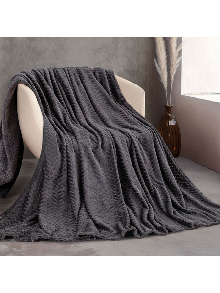Κουβέρτα Fleece Υπέρδιπλη (220x240) Rythmos Harmonie Ανθρακι