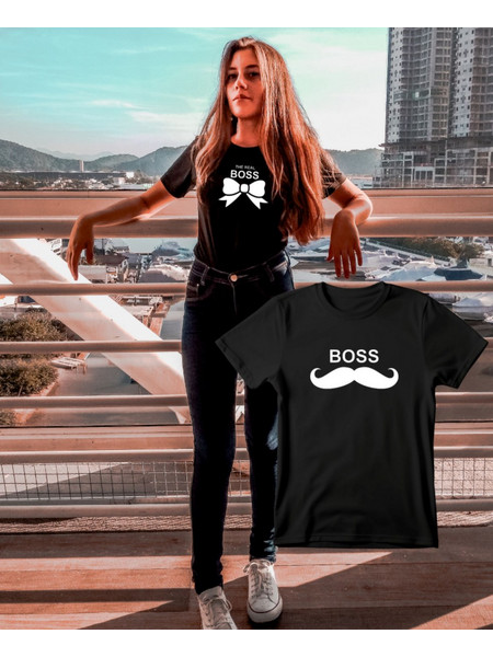 Μπλουζάκι Funny με Τύπωμα The Real Boss WTB304-Μαύρο