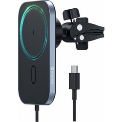 SWISSTEN Μαγνητική βάση αυτοκινήτου MagSafe με ασύρματο φορτιστή 15W 8595217476929